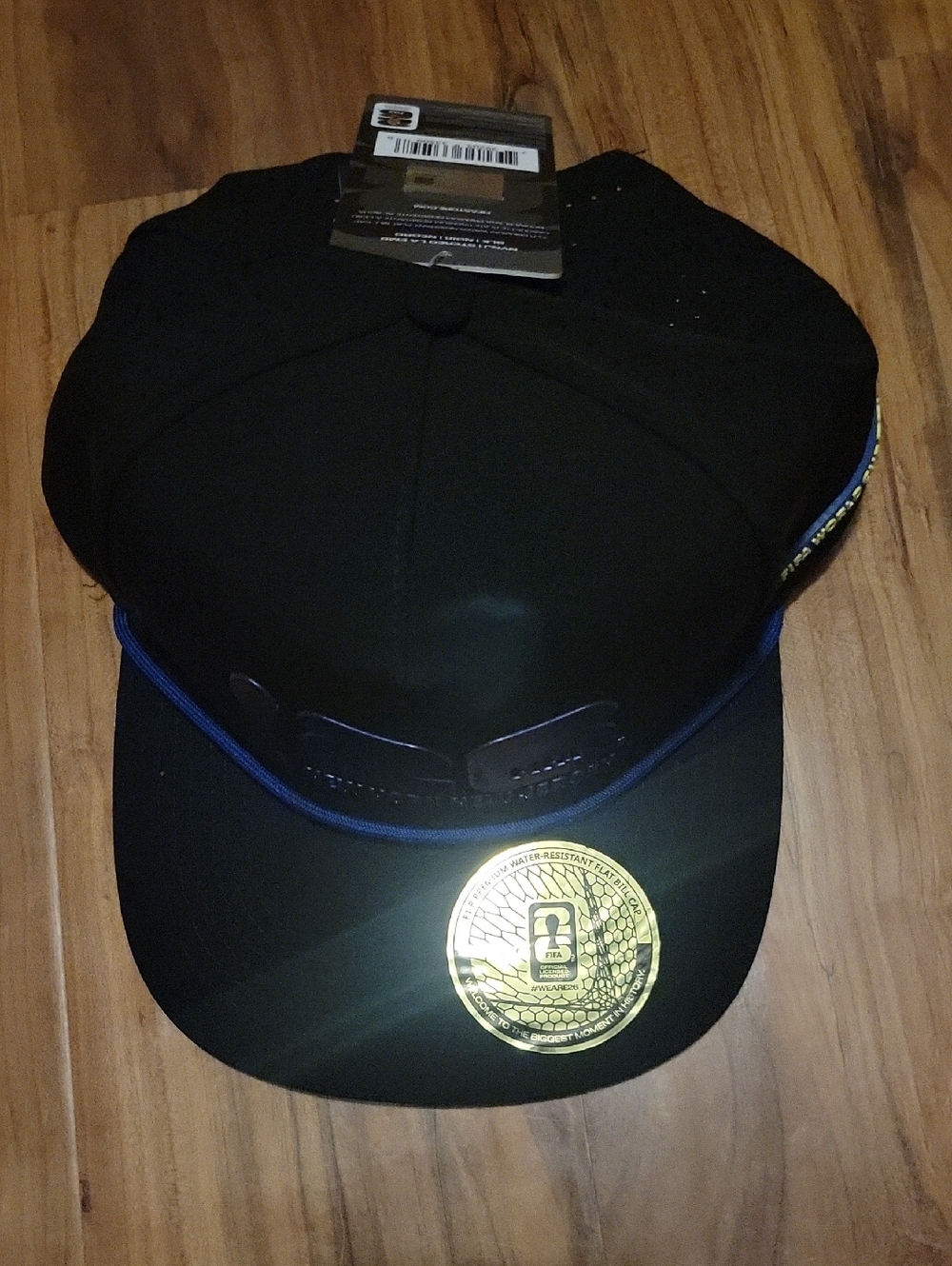 FIFA Black Snapback Hat with Blue Trim